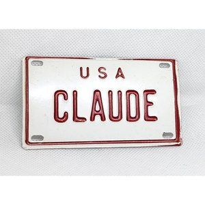 U.S.A Claude Personalized White Red Collectible Mini License Bicycle Bike Plate